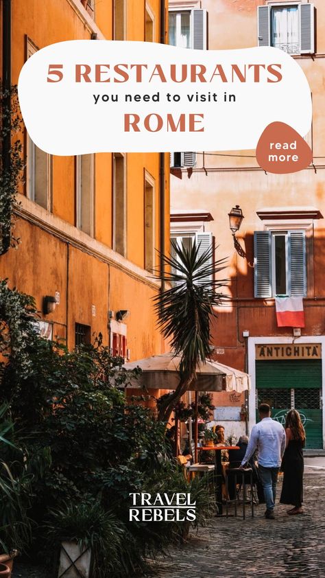 Besides all the magnificent sights, you can also enjoy delicious food in Rome. Here are our tips for the best restaurants 🍷🍝⁠ ⁠ Italy | Food | Dinner | Restaurants | Rome Restaurants In Rome, Restaurants In Rome Italy, Rome Restaurants With A View, Rome Best Places To Eat, Travestere Rome Restaurants, Rome Restaurants, Italy Restaurant, Roscioli Rome Restaurant, Rome Food