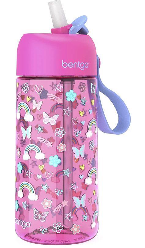 BPA-Free 15 oz. Cup for Toddlers & Children - Flip-Up Safe-Sip Straw Bentgo Kids, Leak Proof Water Bottle, Kids Water, Rainbow Butterfly, Baby Must Haves, Toddler Age, Kids Water Bottle, School Sports, Leak Proof