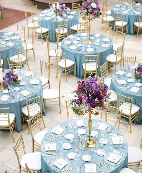 Table Arrangements For Wedding, Gold Table Settings, Blue Table Settings, Gold Table Setting, Blue Gold Wedding, 18th Bday, Table Arrangements Wedding, Dream Wedding Decorations, Reception Tables