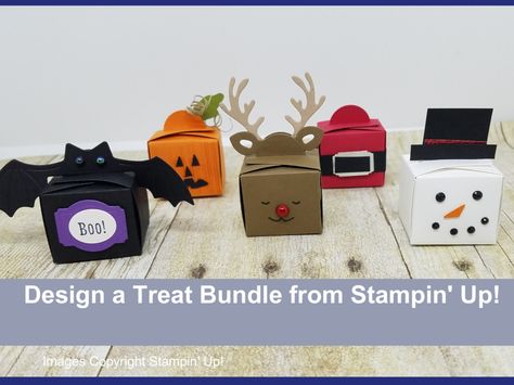 Stampin Up Design A Treat, Design A Treat Box Dies, Custom Treats, Halloween Treat Holders, Christmas Treats Boxes, Christmas Craft Show, Greeting Card Inspiration, Free Stamps, Treat Holders