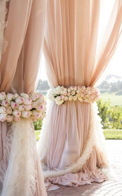 The exact color I want for my wedding! Its a romantic colored blush. Reminds me of a "happily ever after" wedding. Beautiful Wedding Decoration ! Rustic Wedding Decorations, Mauve Wedding, Gazebo Wedding, Wedding Ceremony Flowers, Ceremony Flowers, Wedding Wishes, Blush Wedding, Diy Wedding Decorations, Wedding Arch