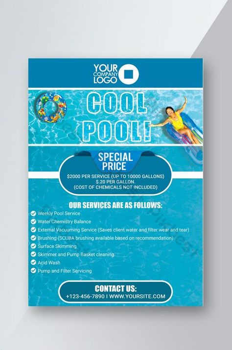 Swimming Pool Cleaning Service Flyer Template#pikbest# Pool Cleaning Tips, Cleaning Flyers, Cleaning Service Flyer, Swimming Pool Service, Big Swimming Pools, Swimming Pool Cleaning, Pool Service, House Cleaning Services, Pool Maintenance