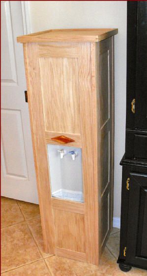 Mod Boxes.  The stylish cover-up for ugly water coolers. Water Dispenser Cabinet Ideas, Diy Box Mod, Kitchen Farmhouse Decor, Homemade Furniture, Store Design Boutique, Farm Sink, Water Coolers, Mediterranean Home, Dining Nook