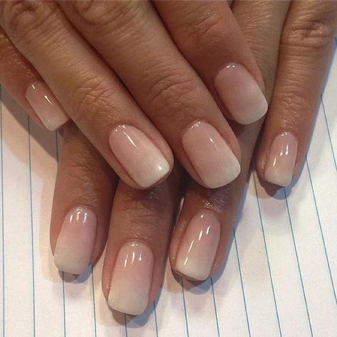 30 French Ombré Nail Designs That Never Go Out of Style Shellac Nails Colours, Frombre French Nails, Ombré On Short Nails, Shirt Ombre Nails, Ombre Nails Natural Neutral, Acrylic Nails For Wedding Bridesmaid, Ombre American Manicure, Ombré French Tip Short, French Tip Ombre Nails Short