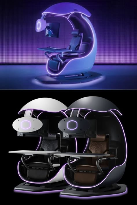 Fully-Immersive Gaming Pod for Private Sessions Gaming Pod, Fashion Design Graphic, Secret Rooms In Houses, Future Technology Concept, Amazing Inventions, Gucci Bloom, Gaming Setup Ideas, Room Cooler, Pod House