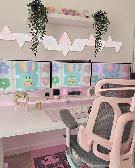 Room update!💗🎀✨Swipe for a room tour👉🏻😉 I’ve made a lot of additions in my pink cozy gaming room☺️ First, I finally have my dream IKEA corner shelf and filled it with my keyboard collection😭 My cute little mat from @geekshareplus definitely made that space even cuter🫶🏻 Then there’s my new ergonomic chair: Hbada E3, and my new desk buddy— Frappe the plushie🌸🔪💗 I also rearranged my Nanoleaf layout, redecorated my IKEA pegboard and mini shelf✨ Overall, I’m so happy with everything 🥰 Now I ... Pink Gaming Room, Cozy Gaming Room, Keyboard Collection, Ikea Pegboard, Mini Shelf, Cozy Gaming, New Desk, Everything Now, Desk Buddy