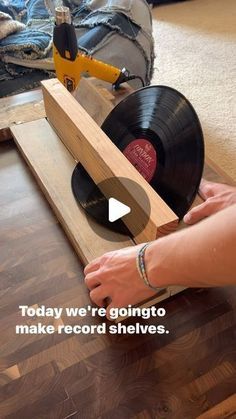 NICK DANSIE on Instagram: "Record wall shelves! Available for purchase in store or on eBay from @recordshackut ‼️ search for “record shelves made from old vinyl records” on eBay   #vinyl #records" Things To Make With Vinyl Records, Vinyl Shelves Diy, Vinyl Record Shelves Diy, What To Do With Old Vinyl Records, Vinyl Record Upcycle, Art With Records, Repurpose Vinyl Records, Upcycle Crafts Diy Home Decor, What To Do With Old Records