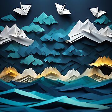 "Origami Art - Midnight Tempest: Storm Sweeping the Ocean" Laptop Skin for Sale by ArtfulFolds | Redbubble Origami Ocean, Fashion Origami, Art Midnight, Tempest Storm, Material Studies, Under The Veil, Laptop Skin Design, Origami Art, Night Art