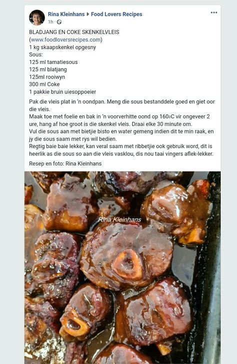 Resepte Afrikaans Boerekos, Suid Afrikaanse Resepte, Aandete Resepte, Lamb Shank Recipe, Lamb Stew Recipes, African Cooking, Cooking Measurements, Lamb Dishes, Easy Meat Recipes