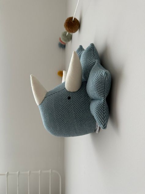 Stuffed Animal Heads On Wall, Dino Pictures, Dinosaur Head Wall Mount, Cute Triceratops, Felt Animal Heads, Christmas Gift Wall Decor, Animal Head Wall Decor, Twin Room, Dinosaur Head