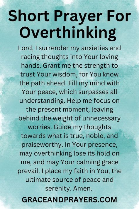 Prayer For Overthinking, Prayer For Worrying Mind, Prayer For Peace Of Mind, Prayer Quotes Positive, Prayer For Strength, Short Prayer, Prayers Of Encouragement, Divine Intervention, Morning Prayer Quotes