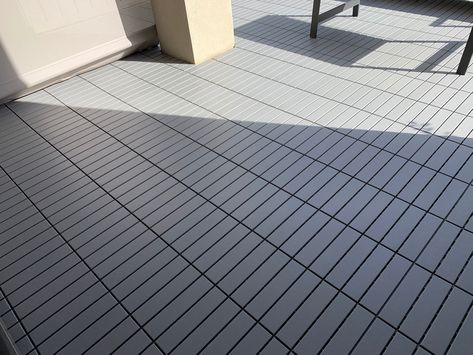 Ikea Runnen, Balcony Tiles, Balcony Flooring, Chicago Apartment, Apartment Patio, Patio Flooring, Apartment Patio Decor, Balcony Decor, Floor Tiles