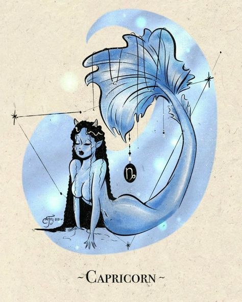 Capricorn Mermaid Tattoo, Taurus Horoscope Today, Zodiac Signs Colors, Astrology Art Print, Sea Goat, Capricorn Astrology, Capricorn Aesthetic, Capricorn Horoscope, Capricorn Art