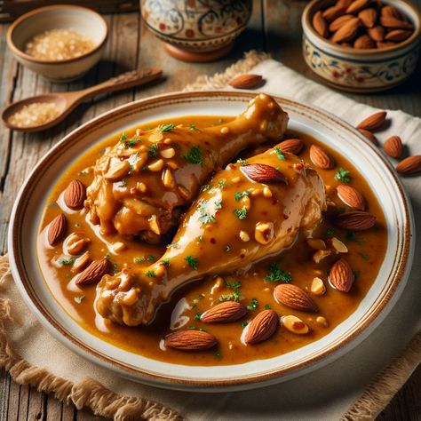 Cooking up Joy - Made with love: Mediterranean Medley: Catalan Chicken with Picada ... Catalan Recipes, Unique Sauces, Food Pic, Spanish Cuisine, Food Illustration Art, Blanched Almonds, Chicken Skin, Mediterranean Cuisine, Anime Food