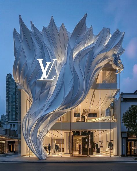 Louis Vuitton Architecture, Structural Architecture, Louis Vuitton Boutique, Luxury Retail Store, Lv Store, Retail Facade, Shop Facade, Jewelry Store Design, Architecture Portfolio Design