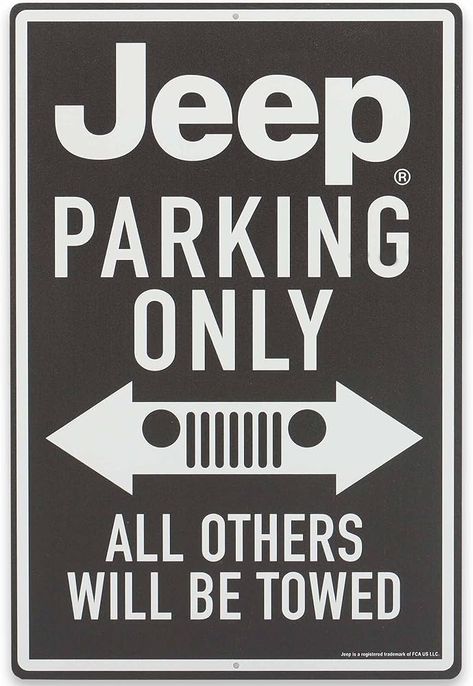 Amazon.com: Open Road Brands Jeep Parking Only Metal Sign - Vintage Jeep Sign for Garage, Shop or Man Cave - All Others Will Be Towed : Home & Kitchen Jeep Garage Ideas, Jeep Poster, Jeep Wood Signs, Jeep Names Decals, Jeep Logo Svg, Vintage Jeep, Car Part Furniture, Open Road, Vintage Metal Signs