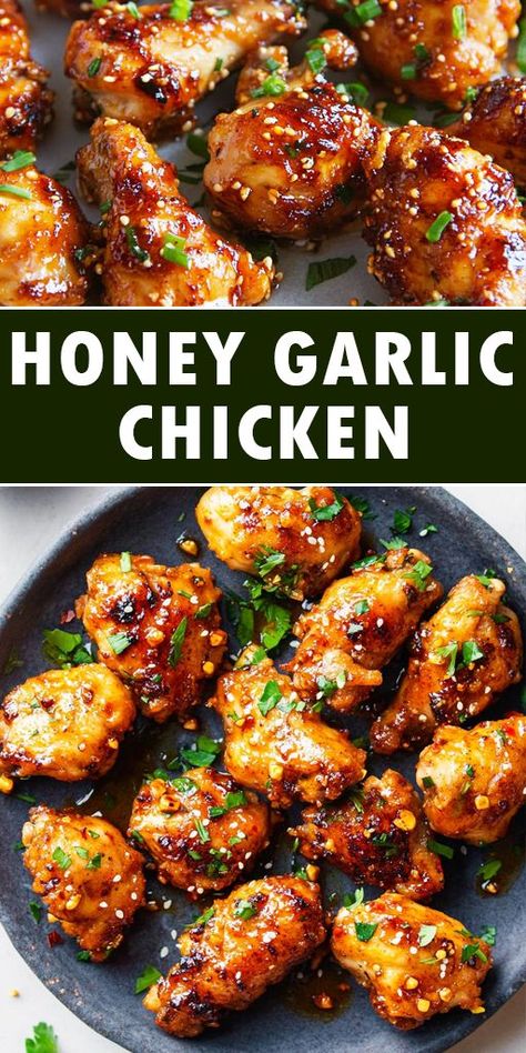 This Honey Garlic Chicken recipe is your perfect go-to! 🍯 With tender, juicy chicken glazed in a rich honey garlic sauce, this dish is both sweet and savory, making it an absolute family favorite. Ready in under 30 minutes, it’s ideal for busy weeknights or a cozy weekend dinner. ❤️ 👉 Try it today and bring restaurant-quality taste to your home kitchen! Save this recipe now and enjoy it for your next meal! 🍽️ #HoneyGarlicChicken #QuickDinnerIdeas #EasyRecipes #WeeknightMeals #HealthyEating Honey Glaze Recipe For Chicken, Low Calorie Honey Garlic Chicken, Hot Honey Dinner Recipe, Honey Garlic Chicken Thigh Recipes, Honey Garlic Sauce For Chicken, Dinner Ideas Light, Honey Chicken Recipe Easy, Honey Garlic Chicken Marinade, Maple Garlic Chicken