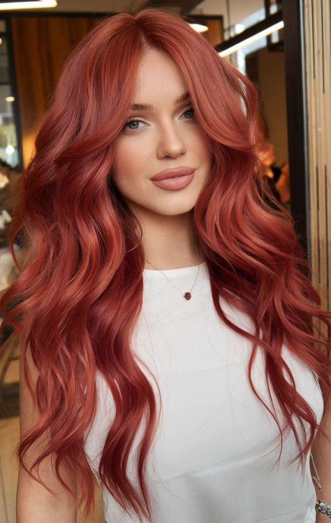 Top 27 Fall Red Hair Ideas for 2024: Bold and Beautiful Shades to Try This Season True Red Hair Color, Fall Hair Colors For Tan Skin, Fall Hair Colors With Highlights, Cool Tone Red Hair Color, Brown Red Copper Hair, Dark Copper Red Hair Color, Fall Red Hair Color, Red Copper Hair, Warm Red Hair