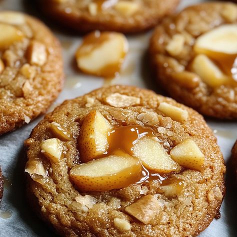 Caramel Apple Cookies Apple Pecan Cookies, Carmel Apple Cookies Recipe, Use Up Apples Ideas, Carmel Apple Cookie Recipe, Kraft Caramel Bits Recipes, Caramel Apple Oatmeal Cookies, Apple Cookies Recipes, Kraft Caramel Bits, Caramel Apple Cookies