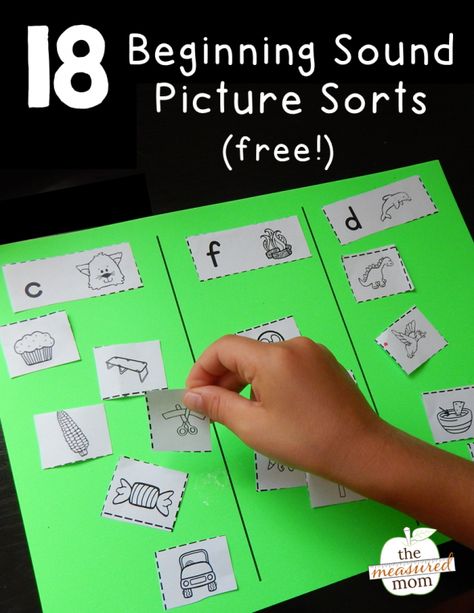 Free beginning sounds picture sorts. Great phonics activity for preschool or kindergarten! Sounds Activities, Preschool Phonics, Letter Sound Activities, Sound Picture, Initial Sounds, Beginning Sound, Kindergarten Fun, Preschool Literacy, Phonics Kindergarten