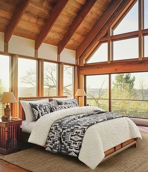 (20+) Facebook Pendleton Quilt Bedroom, Southwest Master Bed, Lodge Master Bed, Cabin With Master Suite Loft, Pendleton Cabin Decor, Classy Western Bedroom, Up North Cabin Decor, Mountain Rustic Decor, Pendleton Bedroom Ideas