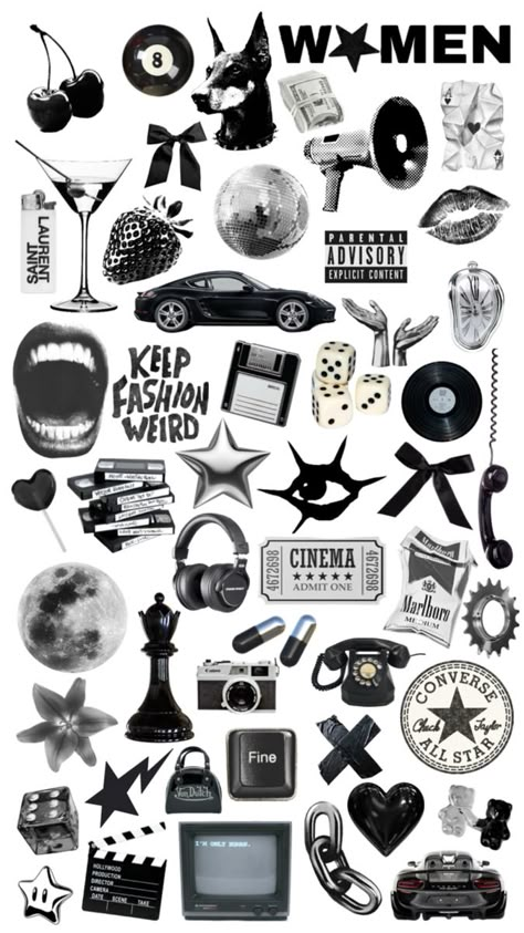 iPhone black and white collage wallpaper phone background Black And White Collage Wallpaper, White Collage Wallpaper, Macbook Cover Stickers, Black And White Collage, Phone Cover Stickers, Y2k Stickers, White Collage, Iphone Stickers, Homemade Stickers