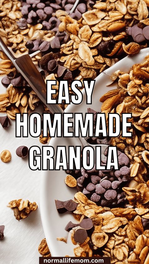 Granola Recipe Without Oats, How To Make Granola With Oats, Granola Bites For Kids, Easy Healthy Granola Recipe, Gronala Recipes Easy, Home Made Granola, Granola No Nuts Recipe, Easy Granola Recipe 4 Ingredients, Diy Granola Recipe