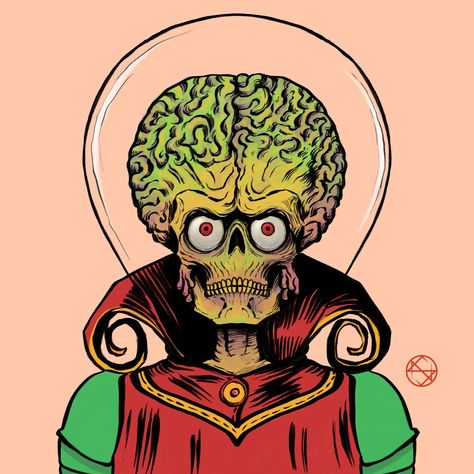 Mars Attacks Painting, Mars Attacks Drawing, Mars Attacks Art, Mars Attacks Tattoo, Mars Attacks Alien, Horror Pop Art, Mars Illustration, Movies Cinematography, Mars Attack