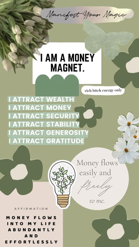 Money Affirmations Money Manifesting Wallpaper, Manifesting Money Aesthetic, Money Magnet Wallpaper, Mindset Wallpaper Aesthetic, Money Quotes Wallpaper, Money Vision Board Aesthetic, Money Manifestation Wallpaper, Manifestation Collage, Manifestation Wallpaper Iphone