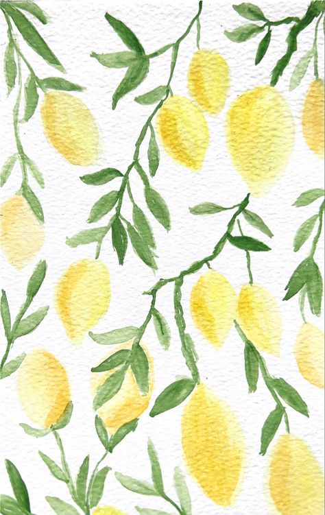 Lemon Branch Drawing, Lemon Drawing, Branch Drawing, Summer Drawings, Lemon Watercolor, Watercolor Ideas, Summer Backgrounds, Water Painting, European Summer