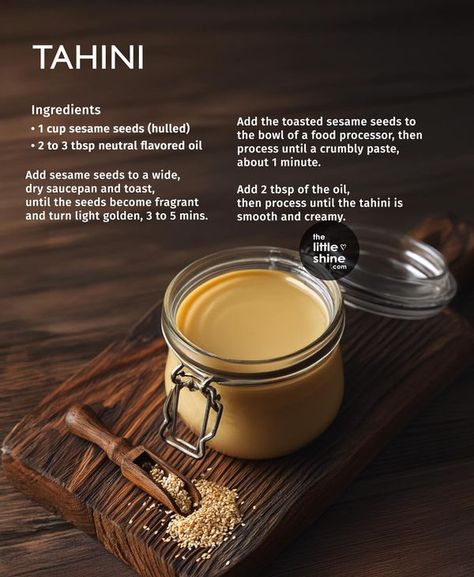 Make Tahini, How To Make Tahini, Flavored Oils, Fun Foods, Toasted Sesame Seeds, Asian Dishes, Tahini, Dipping Sauce, Diy Food Recipes