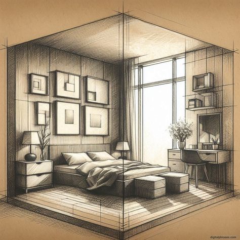 80 One Point Perspective Room/Bedroom Drawings Point Perspective Drawing Ideas, Bedroom Drawings, Point Perspective Room, Perspective Drawing Ideas, One Perspective Drawing, One Point Perspective Room, Two Point Perspective Drawing, Room Perspective Drawing, 1 Point Perspective Drawing