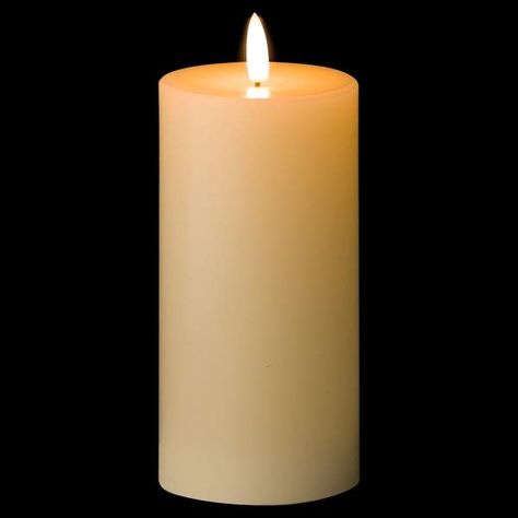 This 3 x 6 real wax battery operated pillar candle is perfect for decorating your home or adding the finishing flourish to your wedding venue. They are the simplest way to create a warm atmosphere. The amber LED flame flickers gently to imitate the effect of a real flame but without the messy wax, risk of fire.This candle requires 2 x AA batteries (not included) and features a simple switch on the base.Dimension: Height 15 cm x Width 7 cm x Depth 7 cm Artificial Candles, Ivory Candles, Cream Candles, Led Pillar Candle, Elegant Candles, Traditional Candles, Real Flame, Hill Interiors, Battery Operated Candles