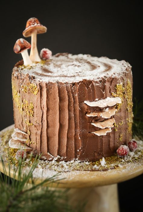 Torten verzieren: 97 Ideen für eine verblüffende Tortendeko! - Archzine.net Yule Log Cake Recipe, Jul Kaka, Yule Log Cake, Log Cake, Yule Log, Cake Cover, Mulled Wine, Naha, Food Cakes