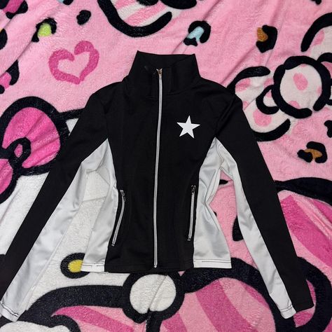 Black and white star zip up define jacket #y2k... - Depop Black And White Stars, Define Jacket, Y2k Depop, White Star, Y2k 2000s, Y2k Style, Zip Ups, Design Ideas, Black And White