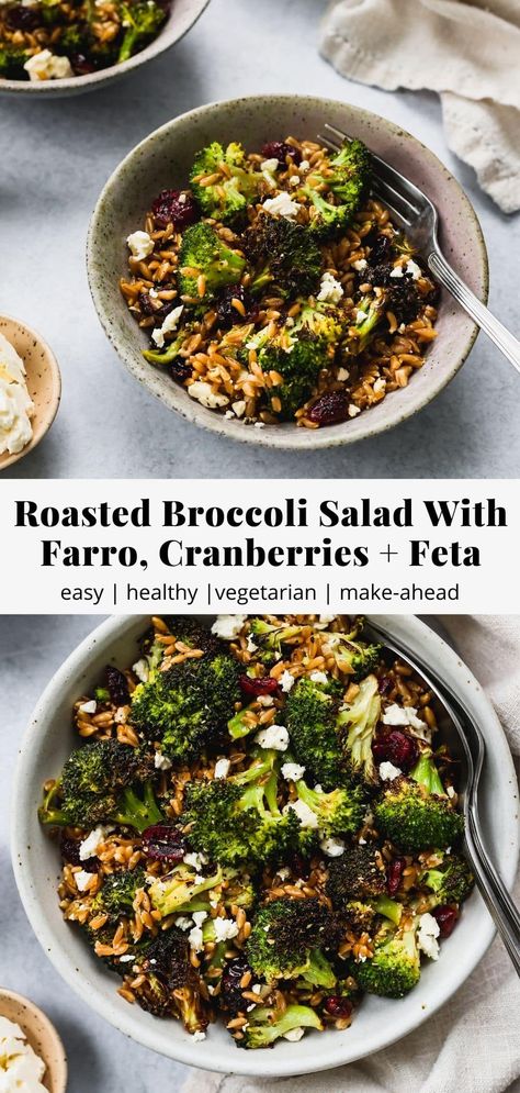 Simple Homemade Salad Dressing, Roasted Broccoli Salad, Easy Homemade Salad Dressing, Broccoli Salad With Cranberries, Farro Recipes, Homemade Salads, Homemade Salad Dressing, Wine Vinegar, Roasted Broccoli