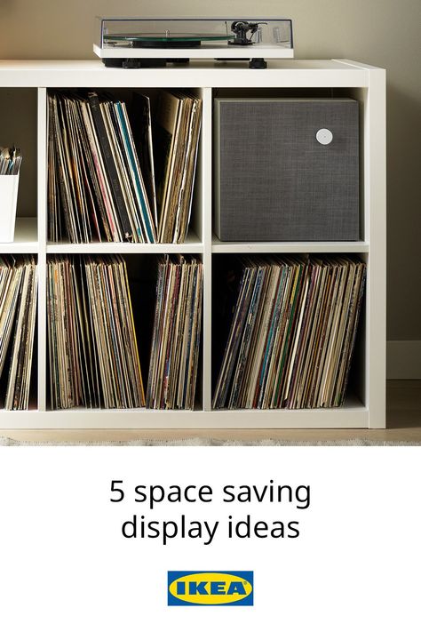 Get the perfect vinyl display with these record stand ideas. Vinyl Record Storage Diy Ikea Hacks, Ikea Vinyl Storage, Vinyl Setup, Vinyl Record Storage Diy, Open Shelving Units, Vinyl Display, Record Stand, Ikea Ideas, Ikea Living Room