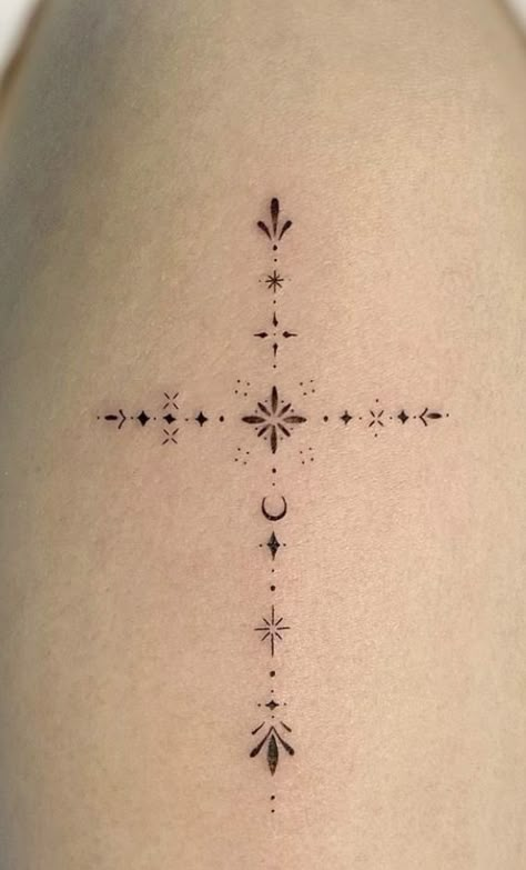 Fine Line Chain Tattoo, Fine Line Symbol Tattoo, Fine Line Tattoo Chest, Ornamental Cross Tattoo, Chain Tattoos For Women, Fine Line Chest Tattoo, Simple Line Tattoos For Women, Fine Line Cross Tattoo, Simple Fine Line Tattoo