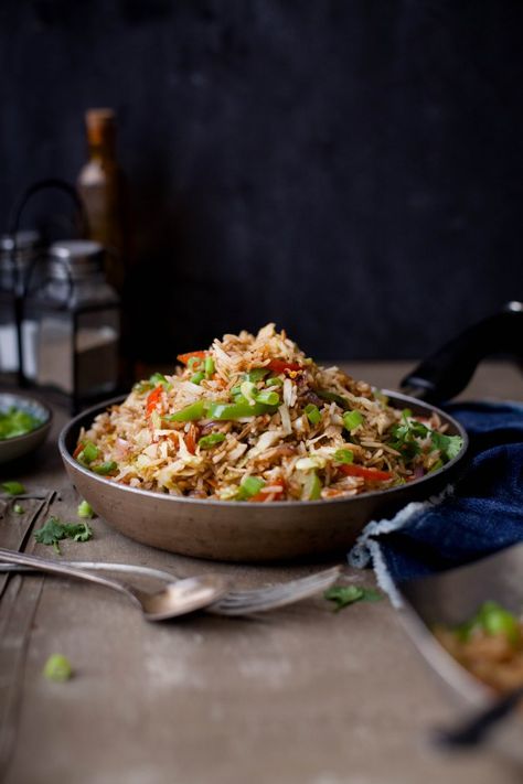 Sinfully Spicy: Vegetable Fried Rice #indochinese Restaurant Photoshoot, Heavy Meals, Asian Food Photography, Marathi Culture, Rice Photography, Indian Food Photography, Plating Ideas, Chinese Vegetables, Vegetable Fried Rice