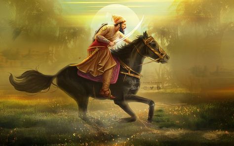 Digital Painting Shivaji Maharaj Digital Art, Suryavanshi Logo, Maharana Pratap Art, Warrior Name, Shivaji Jayanti, Maharaj Painting, Prithviraj Chauhan, Shivaji Maharaj Painting, Maratha Empire