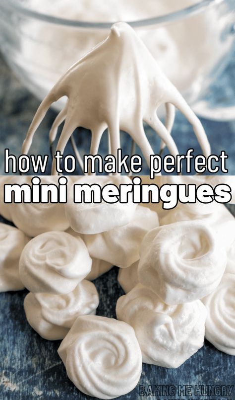 Experience the magic of delicate Mini Meringues that melt in your mouth. Irresistibly light and airy, these tiny delights will leave you craving more. Mini meringue cookies just might be the perfect dessert! Meringue Bites Recipe, Small Batch Meringue Cookies, Mini Meringues Recipe, Micro Meringue, Recipe For Meringue, School Desserts, Easy Meringue Cookies, Tiny Bites, Meringue Cookie Recipe