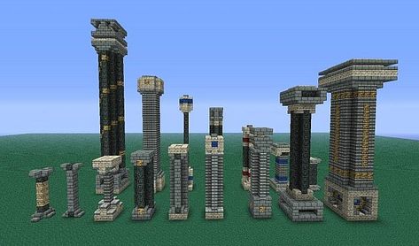 Sanacraft Pillar Collection Minecraft Map Minecraft Pillar, Minecraft Castle Blueprints, Minecraft Japanese House, Minecraft Underground, Column Ideas, Minecraft Building Blueprints, Minecraft Building Guide, Minecraft Farm, Minecraft Drawings