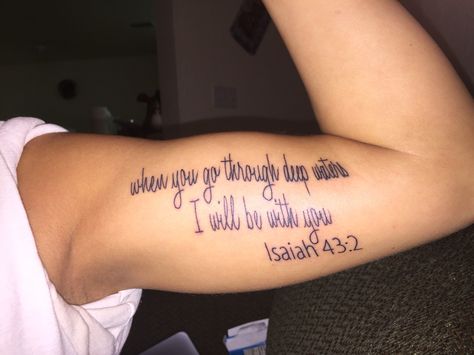 Isaiah Bible Verse Tattoos, Upper Arm Bible Verse Tattoo, Bible Scripture Tattoos Black Woman, Isiah60:22 Tattoo, Bicep Tattoo Women Inner, Bible Quotes Tattoos For Women Tat, Scripture Tattoos Black Women, Bible Verse Tattoos For Women On Arm, Isaiah 43 2 Tattoo