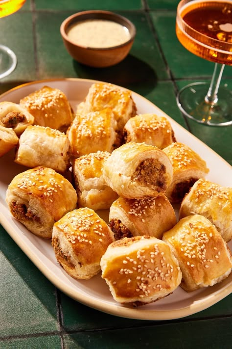 Puff Pastry Sausage Bites Puff Pastry Sausage Bites, Sausage Puff Pastry Appetizers, Wyseguide Recipes, Wyze Guide, Wyse Guide Recipes, Eyes Guide, Kaleb Wyse, Sausage Puffs, Dijon Mustard Sauce