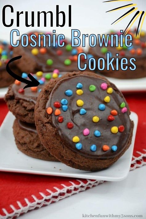 Cosmic Brownie Crumble Cookie, Crumbl Brownie Cookie Copycat, Specialty Cookies Recipes, Baking Recipes Crumble Cookies, Cosmic Brownie Cupcakes, Cosmic Cookies Recipe, Really Good Cookies, Crumbl Brownie Cookie, Flavored Cookie Recipes