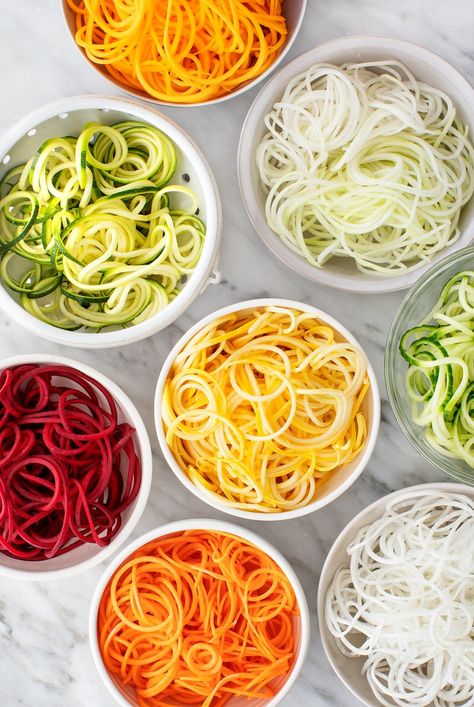 Veggie Pasta Noodles, Beet Noodles, Easy Pesto Pasta, Veggie Noodles Recipes, Soba Noodles Recipe, Glass Noodle Salad, Carrot Noodles, Butternut Squash Noodle, Spiralized Sweet Potato