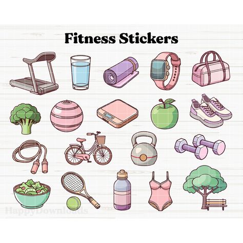 Exercise Stickers, Goodnotes Elements, Workout Stickers, Sport Stickers, Gym Stickers, Fitness Stickers, Word Stickers, Stickers Digital Planner, Goodnotes Stickers