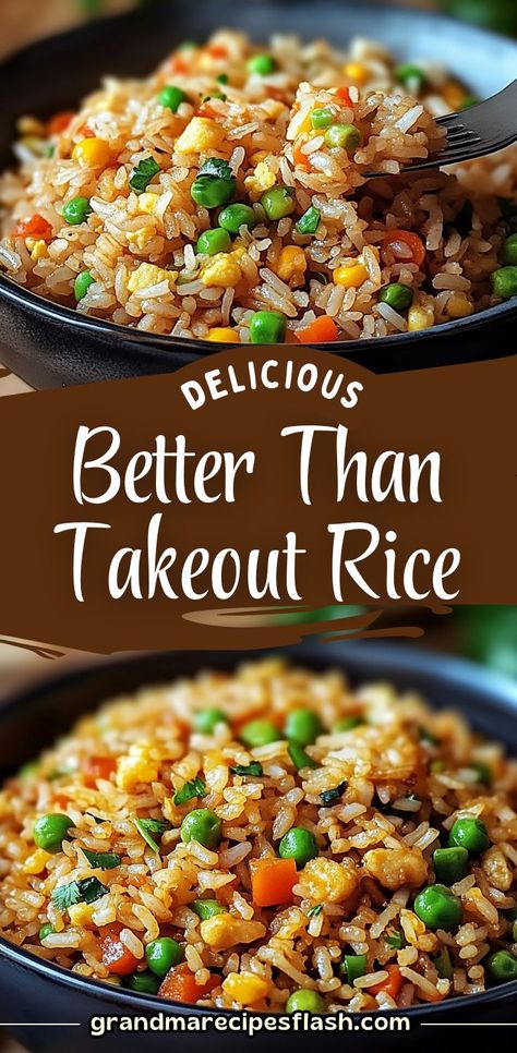 This easy, homemade fried rice is just like your favorite takeout, but even better! Made with leftover rice, veggies, and a savory soy sauce blend, it's perfect for a quick dinner or meal prep. #FriedRice #TakeoutAtHome #HomemadeFriedRice #EasyRecipes Takeout Fried Rice, Homemade Fried Rice, Rice Dishes Recipes, Rice Recipe Easy, Fried Rice Recipes, Fried Rice Recipe Easy, Rice Side Dish Recipes, Homemade Chinese Food, Homemade Chinese