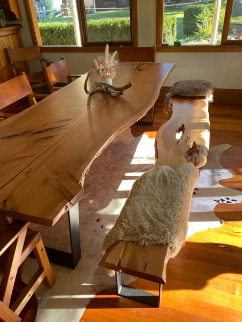 Wood Table Natural, Raw Wood Table Dining, Free Edge Dining Table, Kitchen Table Natural Wood, Pecan Dining Table, Love Edge Dining Table, Organic Wood Dining Table, Handmade Wood Dining Table, Long Wooden Dining Table