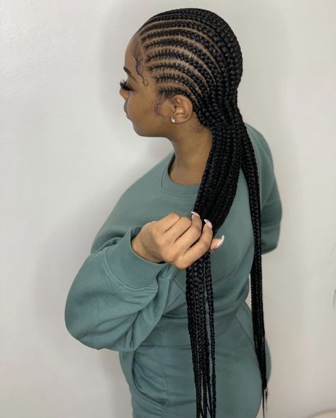 22 Straight Back Feed In Braids, Black Women Straight Back Braids, Conrows Lines And Braids Long, Jail Braids To The Back, Cornrow All Back Braid Styles, Small Feed In Cornrows, Small All Back Cornrows, Long Cornrows Braids Straight Back With Curls, Straight Back Cornrows Black Women